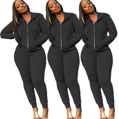 China Wholesale Soild Color Anti-wrinkle Long Sleeve Jogging Sweatsuit Suit Two Piece Women Clothing Set Pants for sale