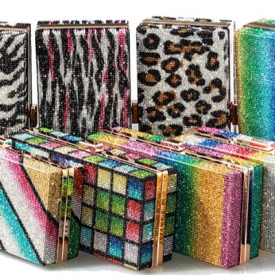 China New Style Rhinestone Inkjet Rhinestone Dinner Bag Full Rhinestone Evening Clutch Bag Female Messenger Dress Clutch for sale