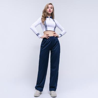 China Anti-static women's pants explosion button slit loose wide-leg pants hollow out women's pants and trousers for sale