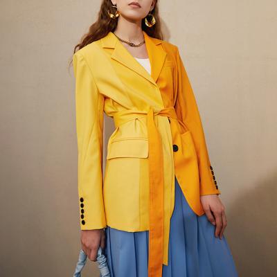 China New Autumn Style Anti-wrinkle Waistband Yellow Gradation Design Short Women's Jacket for sale