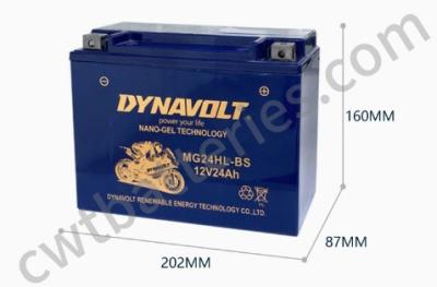 中国 ODM Dynavolt MG24HL-BS ナノジェルATV バッテリー T4 LEADターミナル 24Ah 12V 4ホイラー バッテリー 販売のため