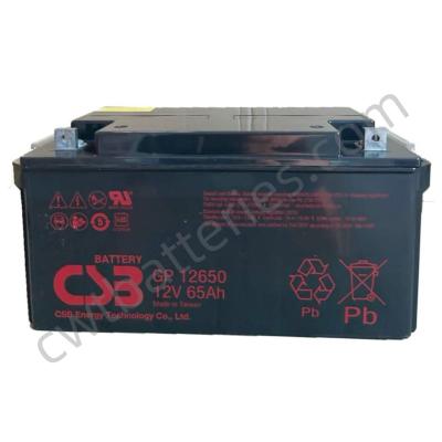 Chine CSB GP12650 Batterie de stockage de plomb-acide scellée 12V 65Ah régulée par vanne Batterie AGM sans entretien à vendre