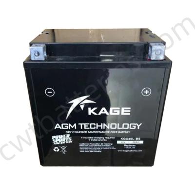Китай 12В 30Ач сухие заряженные 110cc четырехколесные батареи KAGE KGX30L-BS для UTV продается