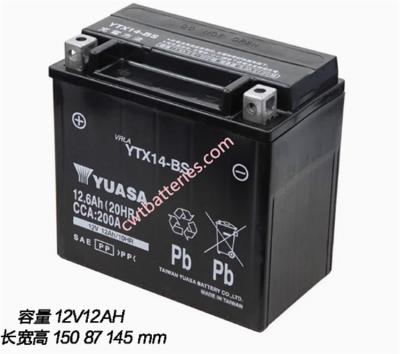 China YUASA YTX14-BS 12V 12Ah Sealed Lead Battery For Motorcycles Scooters ATVs for sale