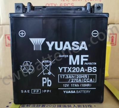 China 17Ah Absorbent Glass Mat 12V AGM Battery Yuasa YTX20A-BS OEM for sale