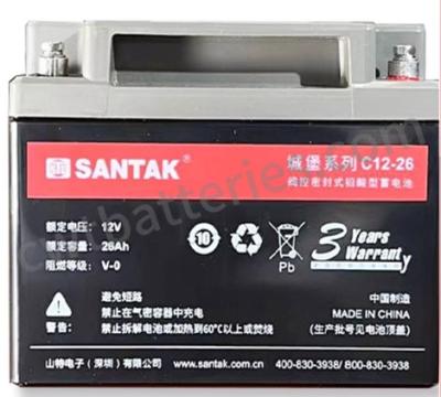 China Wiederaufladbare Schloss-Blei-Säure-UPS-Batterie Santak C12-26 12V 26Ah Nicht verschüttbar zu verkaufen