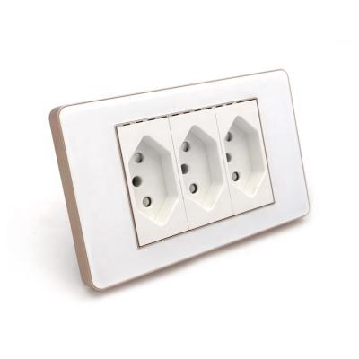 China Commercial/Industrial/Hospita/General Purpose 2.5D Curved Gold White Border Color Electric Power Outlet Brazil Standard Socket for sale