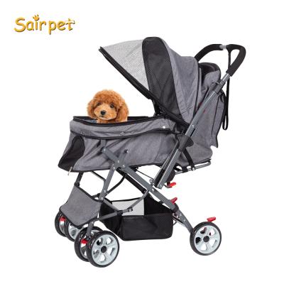 China Sustainable Pet Supplies Pet Stroller Cat Dog Cage Stroller Travel Folding Carrier Pet Trolley for sale