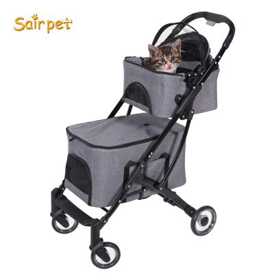 China Sustainable Pet Walker Folding Outside Stroller One-hand Easy Fold Luxury Dog Stroller for sale