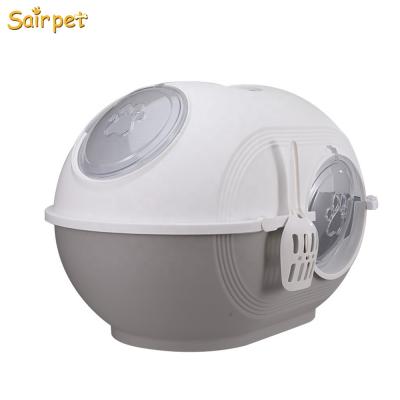 China Sairpet Viable Cat Litter Box Easier Self-Cleaning Semi Closed Cat Toilet Cat Litter Box for sale