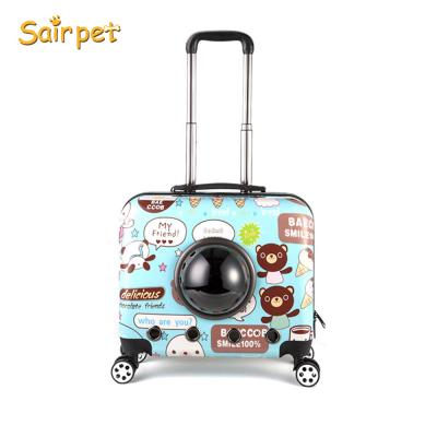 China Breathable Multifunctional Portable Universal Wheel Pet Travel Carrier Trolley Crate Pet Cages Carriers for sale