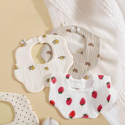 China Cute Foldable Baby Eating Bib Cartoon Animal Printed 360 Degree Rotate Baby Cotton Bibs for sale