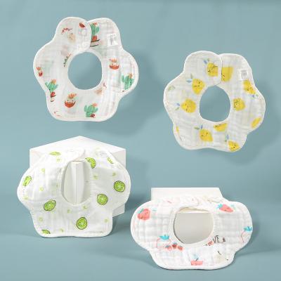 China 100% Cotton Cloth Baby Bibs Petals Shape Printed 360 Degree Rotatable Waterproof Baby Bibs for sale