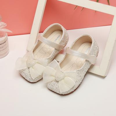 China Kids Girls Summer Casual Shoes Wholesale Soft Sole Non-slip Heart Big Bow Baby Sequins Princess Shoes for Kids Girls for sale