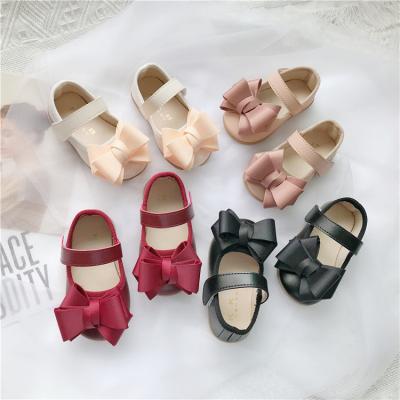 China Kids Girls Bow Single Shoes 2022 Spring Infant Stylish Bow Flat Children's Walking Princess Shoes for sale