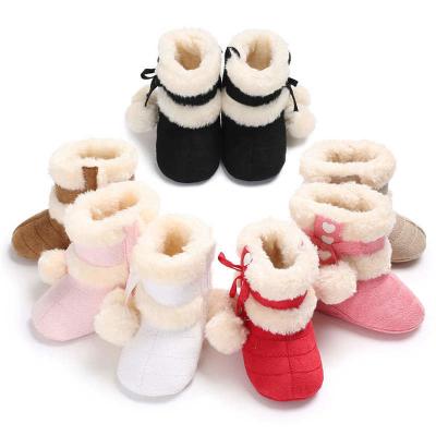 China Baby Hairball Casual Shoes Heart Decoration Outdoors Warm Toddler Baby Plush Winter Snow Boots for sale