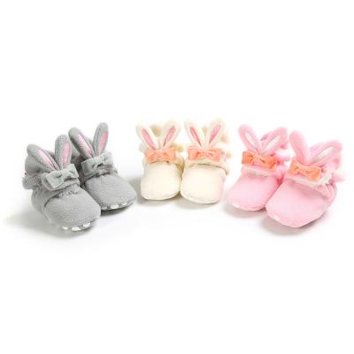 China Cute Toddler Newborn Baby Girls Winter Boots Cartoon Rabbit Ears Plush Winter Baby High-top Boot Shoes for sale