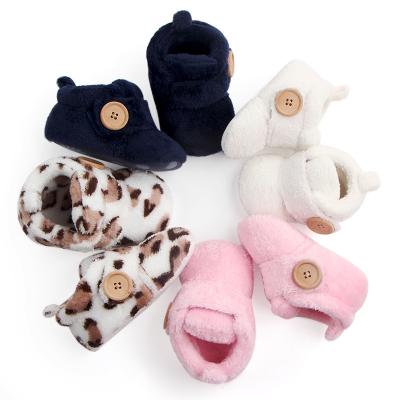 China New Arrival Soft Sole Coral Velvet Fabric Baby Toddler Winter Boots Keep Warm Leopard Print Design Baby Ankle Boots for sale