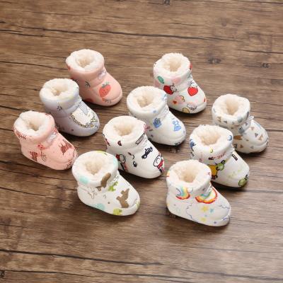 China 0-1 Year Old Cartoon Casual Winter Baby Girl Snow Boots White Fancy Fluffy Organic Cotton Boots Toddler Shoes for Baby Girl for sale