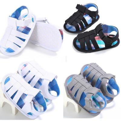 China Summer Breathable Toddlers Baby Sandals Non-slip New Design Cross Strap Canvas Baby Sandals Unisex for sale