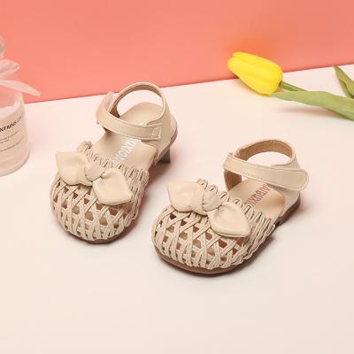 China Summer Girls Baby Sandals Soft Sole Hollow out Bow Design Toddler Baby Girls Summer Leather Sandals for sale