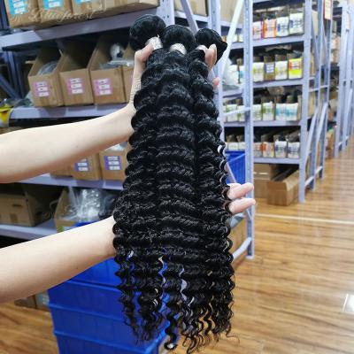 China 100% Grade Cheap Deep Wave Virgin Hair 10a Curly Deep Wave Hair Bundle , Virgin Double Cuticle Pulled Aligned Brazilian Hair Bundles for sale