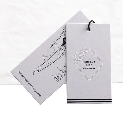 China Sustainable Custom Logo Apparel Hang Tag Fast Delivery Blank Label With Foil Custom Logo Matte White Hang Tag for sale