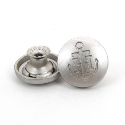 China Silver Dry Cleaning Plating Engraving Button Metal Jeans Button For Men for sale