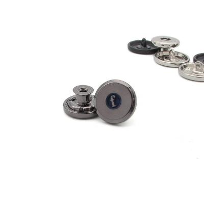 China Dry Cleaning Alloy Leg Engraving Jeans Logo Round Buttons Custom Metal Buttons for sale