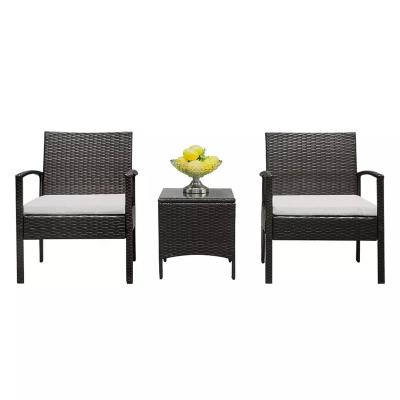 China Modern Outdoor  Set Coffee Table and Chairs 3pcs Wicker Garden Set Rattan Furniture Set Garden Furniture for sale