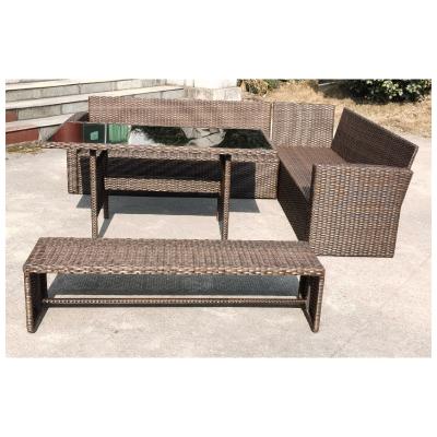 China Modern High End Patio Sectional Substantial Seat Cushion Steel Garden Furniture Set Rattan Sofa Set Price for sale