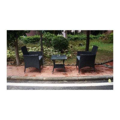 China Modern Black Powder Coating Finish Flat Pe Waving Dining Room Outdoor Table And Chairs Furniture Beauty for sale