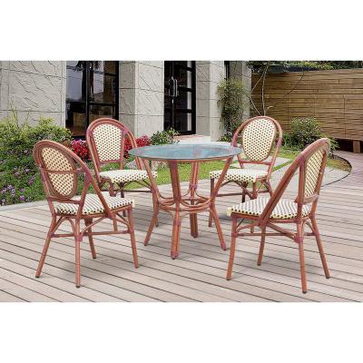 China Traditional Bamboo Color French Designer Stackable Rattan Outdoor  Restaurant Dining Kitchen Chair and table sets for sale