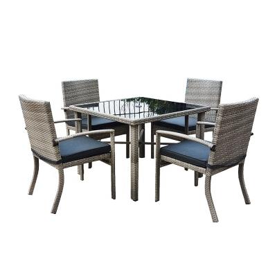 China Durable Outdoor  Garden Balcony Rattan Set Restaurant Chairs Patio Furniture Dinning Tables And Chairs for sale