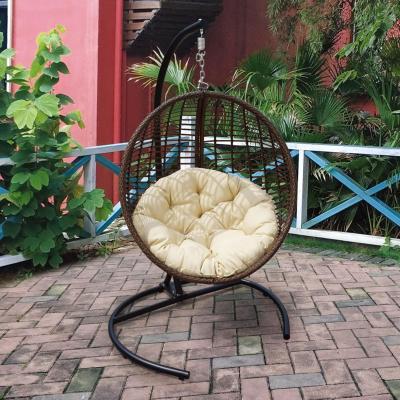 China Contemporary Hanging Hammock Chair Swinging Garden Outdoor rattan hanging swing with Pillow for sale