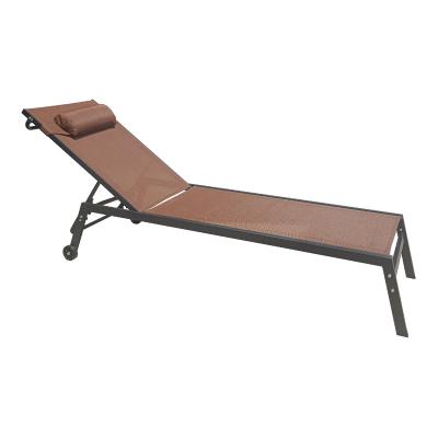 China Modern Cheap Swimming Pool Beach Sun Deck Chair Sun Lounger With Wheel Steel Hotel Sun Deck Chair Foldable for sale