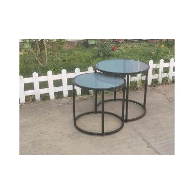 China Modern Modern Style Steel Glass Nesting Coffee Table Material Living Room Furniture Round Nesting Coffee Table Sets for sale