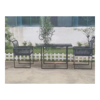 China Modern Beautiful Exquisite Eco-Friendly Save Space Rope Rattan Sofa Outdoor Cafe Chairs And Tables And Chair Set for sale