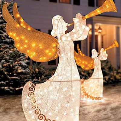 China Fashionable High Quality Classical Western Style Xmas Angel Light Promotional Design Colorful Angel Giant Xmas Decoration For Street Display for sale