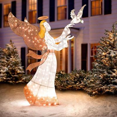 China Fashionable 2023 Newest Design For Garden Decoration PVC Colorful Led Angel Light Outdoor Giant Xmas Decoration for sale