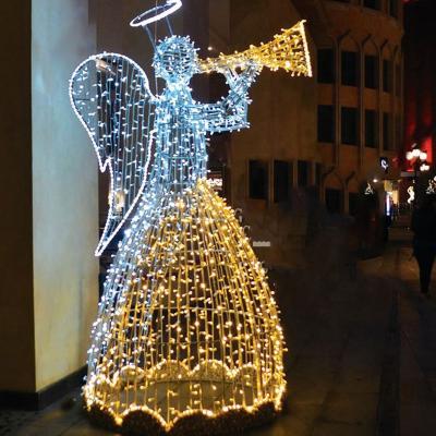 China Fashionable Waterproof Commercial Decoration Giant 3M Angel Light For Christmas Hot Sale High Quality Decoration For Street Display for sale