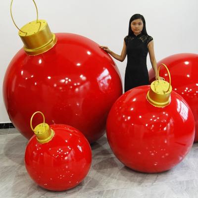 China City Center Plaza Outdoor Holiday Decorating 200cm Large Fiberglass Christmas Big Balls Ornaments Baubles For Shopping Mall Displays for sale