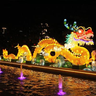 China Amusement Park Chinese New Year Traditional Decorations Waterproof Silk Dragon Lantern Outdoor Chinese Dragon Lantern for sale