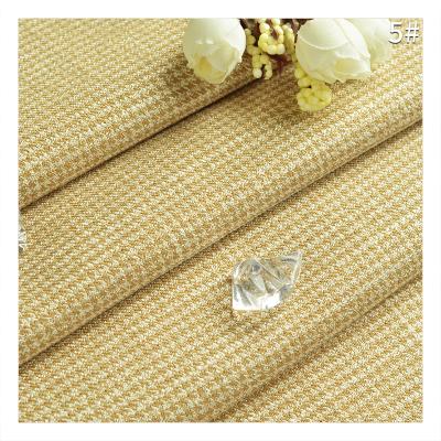 China Elastic Fabric 205GSM Gold Yarn Gold Yarn Swallow Pill Anti Pill Houndstooth Viscose/Polyester Spandex Yarn-Dyed TR Textile For Fashion Costume Dress for sale