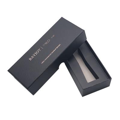 China Recycled Materials Wholesale Rigid Black Gift Packaging Boxes For Makeup Brushes for sale