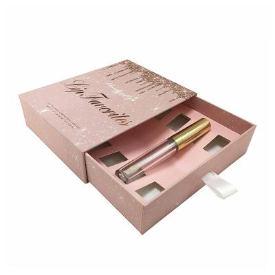 China Recycled Materials Pink Paper Luxury Packaging Small Perfume Box With Paper Insert for sale