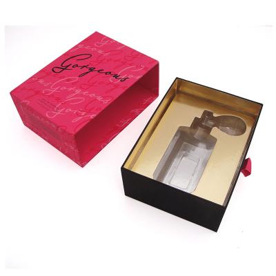 China Recyclable Cardboard Perfume Sliding Drawer Box With Pull Tag for sale