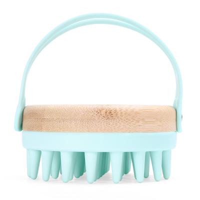 China EXFOLIATE Customized Professional Bamboo Head Exfoliator Brush Scalp Massager With Silicone Stiffens Shampoo Brush for sale