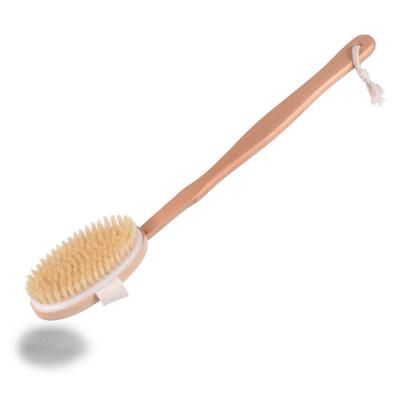 China EXFOLIATING Wholesale Wooden Bristle Bath Brush Long Detachable Bamboo Massage Cellulite Boby Bath Scrub Dry Brush for sale