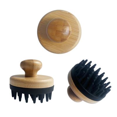 China EXFOLIATE Hair Styling Tools Eco-Friendly Soft Silicone LUXURY Bamboo Shampoo Brush / Hairbrush OEM for sale